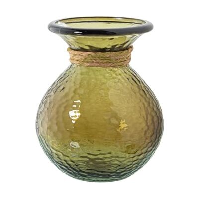 DRW Tischvase, Glas, Braun und Natur, 14 x 14 x 19 cm DRW Tischvase, Glas, Braun und Natur, 14 x 14 x 19 cm
