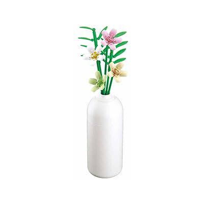 Stuban Baustein-Blumenset mit Vase, 36,8 cm Höhe, Kreative Kunstblumen in Rosa, Gelb und Grün, Sluban, M38-B1101-13 Stuban Baustein-Blumenset mit Vase, 36,8 cm Höhe, Kreative Kunstblumen in Rosa, Gelb und Grün, Sluban, M38-B1101-13