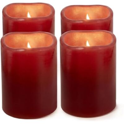 Spetebo LED Kerze 4er Set rot mit Timer batteriebetrieben 6,5 x 5 cm Künstliche Wachs Stumpenkerze warmweiß mit Flacker Effekt für Innen Laterne Hochzeit Weihnachten Advent Deko Beleuchtung Spetebo LED Kerze 4er Set rot mit Timer batteriebetrieben 6,5 x 5 cm Künstliche Wachs Stumpenkerze warmweiß mit Flacker Effekt für Innen Laterne Hochzeit Weihnachten Advent Deko Beleuchtung