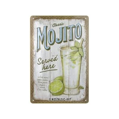 ART Retro Blechschild, 20 x 30 cm, Mojito Served Here aus Metall, Vintage Design, Blechschilder Sprüche, Geschenk-Idee für die Hausbar ART Retro Blechschild, 20 x 30 cm, Mojito Served Here aus Metall, Vintage Design, Blechschilder Sprüche, Geschenk-Idee für die Hausbar