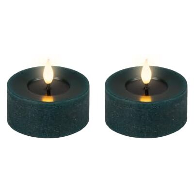Lumineo LED Kerzen 6x7,5cm mit Timer Wachs 2 Stück Flacker-Effekt Smaragd Timerfunktion Echtwachskerze batteriebetrieben Realistische Docht-Teelicht mit Flacker-Effekt Wachskerze Stumpenkerze Lumineo LED Kerzen 6x7,5cm mit Timer Wachs 2 Stück Flacker-Effekt Smaragd Timerfunktion Echtwachskerze batteriebetrieben Realistische Docht-Teelicht mit Flacker-Effekt Wachskerze Stumpenkerze