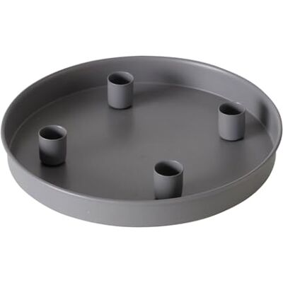 Spetebo Magnet Kerzentablett für Stabkerzen 25 cm rund grau Metall Kerzenständer mit 4 magnetischen Haltern Deko Tablett Festtags Advents Kerzen Ständer Spetebo Magnet Kerzentablett für Stabkerzen 25 cm rund grau Metall Kerzenständer mit 4 magnetischen Haltern Deko Tablett Festtags Advents Kerzen Ständer