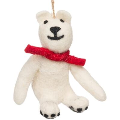 SIKORA Filz Anhänger hangemachter Christbaumschmuck aus Wollfilz Deko Figur Weihnachten Ornament Handmade in Nepal, Farbe:Eisbär 9cm FZ42 SIKORA Filz Anhänger hangemachter Christbaumschmuck aus Wollfilz Deko Figur Weihnachten Ornament Handmade in Nepal, Farbe:Eisbär 9cm FZ42