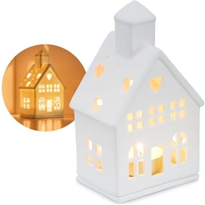 com-four ® Teelichthaus aus Porzellan, Häuschen aus mattem Porzellan Leuchthaus Stilvolle Raumdekoration in Form eines Hauses com-four ® Teelichthaus aus Porzellan, Häuschen aus mattem Porzellan Leuchthaus Stilvolle Raumdekoration in Form eines Hauses