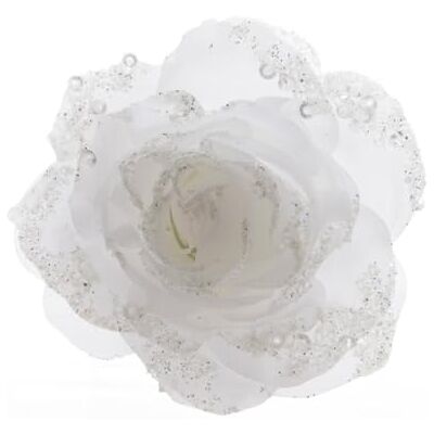 Kaemingk Kunstblumen Rose auf Clip 14cm x 1 Stück künstliche Blumen Hochzeit Christbaumschmuck weiß PES-Rose an Klammer, weiße künstliche Blume mit realistischem Aussehen. Weihnachts Dekoration, 14 cm Kaemingk Kunstblumen Rose auf Clip 14cm x 1 Stück künstliche Blumen Hochzeit Christbaumschmuck weiß PES-Rose an Klammer, weiße künstliche Blume mit realistischem Aussehen. Weihnachts Dekoration, 14 cm