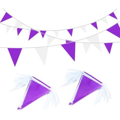 MZSKLW Wimpelkette 3 Wimpel-Banner, dreieckige Wimpelkette For Partydekorationen, Hochzeit, Geburtstag, Zuhause im Freien(Purple white) MZSKLW Wimpelkette 3 Wimpel-Banner, dreieckige Wimpelkette For Partydekorationen, Hochzeit, Geburtstag, Zuhause im Freien(Purple white)