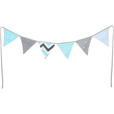 PREMYO Wimpelkette Kinderzimmer Jungen Stoff 6 Wimpel Girlande Bunt Beidseitig Babyzimmer Deko Mint Grau PREMYO Wimpelkette Kinderzimmer Jungen Stoff 6 Wimpel Girlande Bunt Beidseitig Babyzimmer Deko Mint Grau