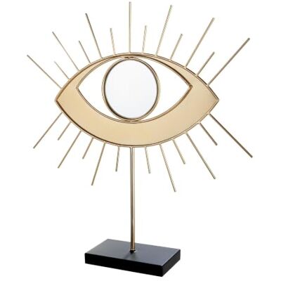 GILDE Dekoobjekt Ocula Auge Metall goldfarben ca. 52 cm Motiv Auge auf Basis mit Spiegel Akzentfarbe schwarz Wanddeko oder Standdeko fürs Wohnzimmer GILDE Dekoobjekt Ocula Auge Metall goldfarben ca. 52 cm Motiv Auge auf Basis mit Spiegel Akzentfarbe schwarz Wanddeko oder Standdeko fürs Wohnzimmer