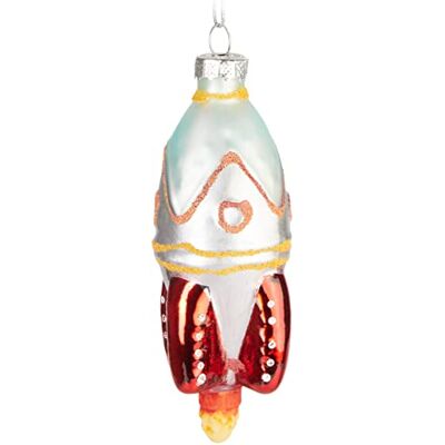 BRUBAKER Rakete Weihnachtskugel aus Glas Handbemalt und Mundgeblasen Raketenstart Christbaumschmuck Lustig Christbaumkugel Figur Weihnachtsdeko Anhänger Deko Baumkugel BRUBAKER Rakete Weihnachtskugel aus Glas Handbemalt und Mundgeblasen Raketenstart Christbaumschmuck Lustig Christbaumkugel Figur Weihnachtsdeko Anhänger Deko Baumkugel