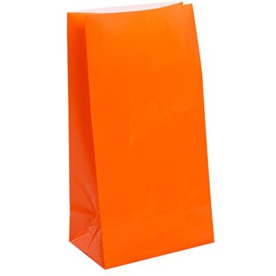 Unique Partytaschen aus Papier Orange 12er-Pack Unique Partytaschen aus Papier Orange 12er-Pack
