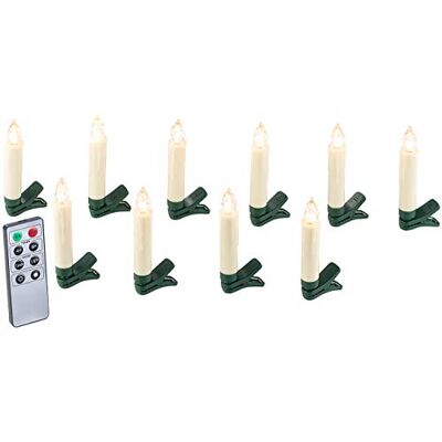 Lunartec Weihnachtsbaumkerzen: 10er-Set LED-Weihnachtsbaum-Kerzen mit IR-Fernbedienung, Timer, weiß (Weihnachtsbaumbeleuchtung kabellos, LED Weihnachtskerzen, Kabellose Cristbaumkerzen) Lunartec Weihnachtsbaumkerzen: 10er-Set LED-Weihnachtsbaum-Kerzen mit IR-Fernbedienung, Timer, weiß (Weihnachtsbaumbeleuchtung kabellos, LED Weihnachtskerzen, Kabellose Cristbaumkerzen)