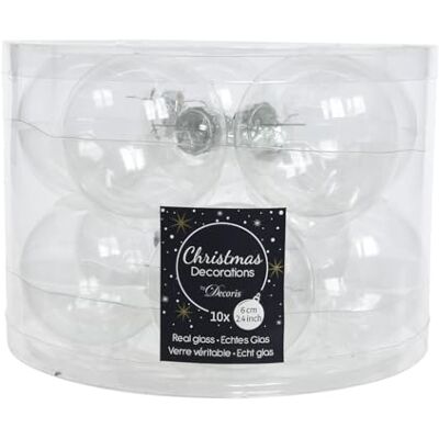 Kaemingk Christmas Decoration 10 Weihnachtsbaumkugeln Glas 60mm // Weihnachtskugeln Baumkugeln Baumschmuck Weihnachtsdeko Kugeln Glaskugeln Dose, Farbe: Transparent Klar Kaemingk Christmas Decoration 10 Weihnachtsbaumkugeln Glas 60mm // Weihnachtskugeln Baumkugeln Baumschmuck Weihnachtsdeko Kugeln Glaskugeln Dose, Farbe: Transparent Klar