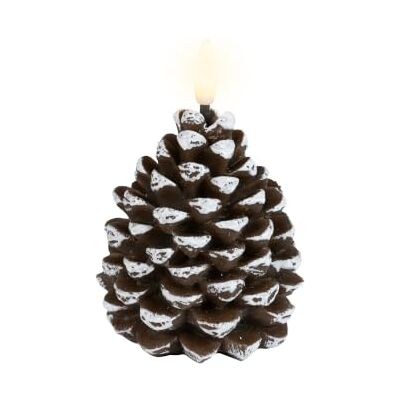 Lumineo LED Kerze Tannenzapfen aus Wachs schneebedeckt 10,8x7cm Flacker Effekt Timer 90 Minuten batteriebetriebene Winterdeko Weihnachtsdekoration Naturlook Braun Weiß Lumineo LED Kerze Tannenzapfen aus Wachs schneebedeckt 10,8x7cm Flacker Effekt Timer 90 Minuten batteriebetriebene Winterdeko Weihnachtsdekoration Naturlook Braun Weiß