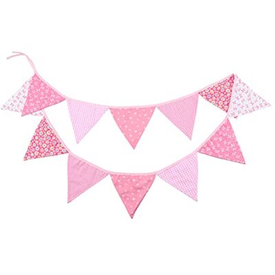 G2PLUS Rosa Stoff Wimpelkette, Doppelseitig Stoff Wimpel Girlande, 3.3M Wimpelkette Stoffgirlande mit 12stk Girlande Wimpeln für Kinderzimmer Drinnen & Draußen Party G2PLUS Rosa Stoff Wimpelkette, Doppelseitig Stoff Wimpel Girlande, 3.3M Wimpelkette Stoffgirlande mit 12stk Girlande Wimpeln für Kinderzimmer Drinnen & Draußen Party