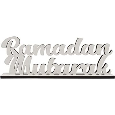 Melis Deko-Schriftzug Ramadan Mubarak – Schild aus Holz in weiß – 20cm Melis Deko-Schriftzug Ramadan Mubarak – Schild aus Holz in weiß – 20cm