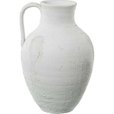 DRW Tischvase mit Keramikgriff, Weiß und Grau, rustikal, 24 x 26 x 39 cm DRW Tischvase mit Keramikgriff, Weiß und Grau, rustikal, 24 x 26 x 39 cm