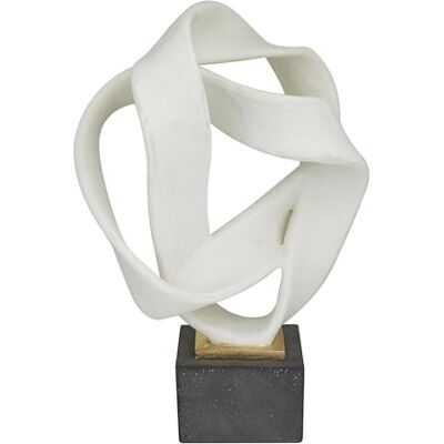 Deco 79 Polystone Abstrakte dekorative Skulptur mit Band Linie, Heimdekoration, Statue mit schwarzem Sockel, Akzentfigur, 27,9 x 22,9 x 43,2 cm, Weiß Deco 79 Polystone Abstrakte dekorative Skulptur mit Band Linie, Heimdekoration, Statue mit schwarzem Sockel, Akzentfigur, 27,9 x 22,9 x 43,2 cm, Weiß