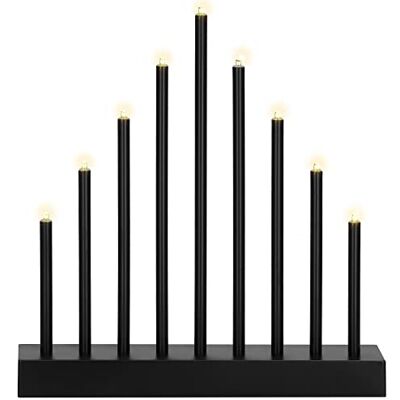 SPRINGOS - 9-LED - Schwarz - 26.5 cm - Advent Candelabrum SPRINGOS - 9-LED - Schwarz - 26.5 cm - Advent Candelabrum