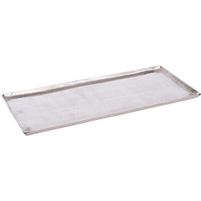 Brandsseller Deko-Tablett 44,5x18,5 cm Deko-Teller Dekoschale Aluminium Silber Rechteckig Brandsseller Deko-Tablett 44,5x18,5 cm Deko-Teller Dekoschale Aluminium Silber Rechteckig