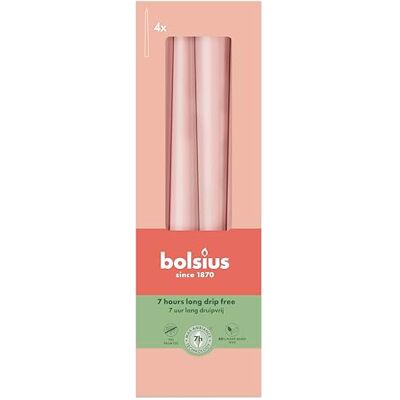 bolsius Glatte Spitzkerzen Misty Pink Set 4 Stück im Karton 24,5 cm Dekorative Haushaltkerzen Brenndauer 7 Stunden Unparfümierte Natürliches Pflanzenwachts Ohne Palmöl bolsius Glatte Spitzkerzen Misty Pink Set 4 Stück im Karton 24,5 cm Dekorative Haushaltkerzen Brenndauer 7 Stunden Unparfümierte Natürliches Pflanzenwachts Ohne Palmöl