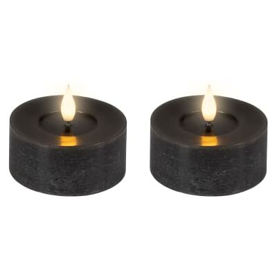 Lumineo LED Kerzen 6x7,5cm mit Timer Wachs 2 Stück Flacker-Effekt Schwarz Timerfunktion Echtwachskerze batteriebetrieben Realistische Docht-Teelicht mit Flacker-Effekt Wachskerze Stumpenkerze Lumineo LED Kerzen 6x7,5cm mit Timer Wachs 2 Stück Flacker-Effekt Schwarz Timerfunktion Echtwachskerze batteriebetrieben Realistische Docht-Teelicht mit Flacker-Effekt Wachskerze Stumpenkerze