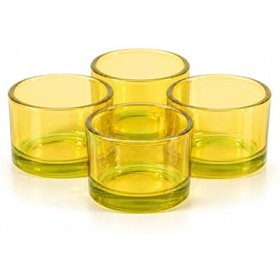 Creativery Teelichtgläser 5,1 x 3,3 cm Glas 4er Set runde Teelichthalter für Teelichter bis 38 mm Kerzengläser für kleine Kerzen & Votivkerzen bis Ø 4 cm Gelb transparent Creativery Teelichtgläser 5,1 x 3,3 cm Glas 4er Set runde Teelichthalter für Teelichter bis 38 mm Kerzengläser für kleine Kerzen & Votivkerzen bis Ø 4 cm Gelb transparent
