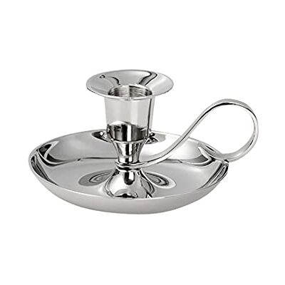 NKlaus Handleuchter aus vernickeltem Messing, 5 cm, für Stabkerzen; Silber Der Handleuchter eignet sich für Tafelkerzen mit Ø 2–2,2 cm NKlaus Handleuchter aus vernickeltem Messing, 5 cm, für Stabkerzen; Silber Der Handleuchter eignet sich für Tafelkerzen mit Ø 2–2,2 cm