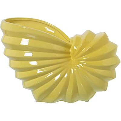 DRW Vase in Keramikschneckenform in Gelb, 30 x 15 x 21 cm, Keramik, 30x15x21cm DRW Vase in Keramikschneckenform in Gelb, 30 x 15 x 21 cm, Keramik, 30x15x21cm