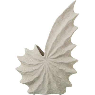 DRW Tischvase in Form einer abstrakten Muschel, Keramik, grau, 28 x 14 x 40 cm DRW Tischvase in Form einer abstrakten Muschel, Keramik, grau, 28 x 14 x 40 cm