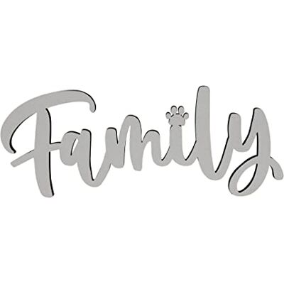 Melis Deko-Schriftzug Family mit Pfote Schild aus Holz in weiß – 20cm Melis Deko-Schriftzug Family mit Pfote Schild aus Holz in weiß – 20cm