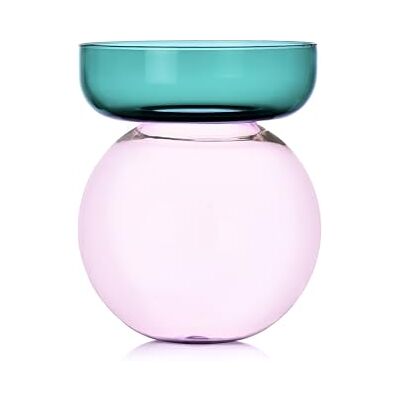 Ichendorf Milano Zylindrische Vase, Kollektion Aura, Petrol und Rosa, H25 cm, Borosilikatglas, handgefertigt Ichendorf Milano Zylindrische Vase, Kollektion Aura, Petrol und Rosa, H25 cm, Borosilikatglas, handgefertigt