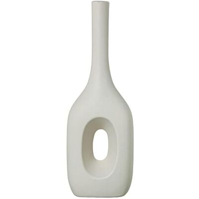 DRW Bodenvase mit einem zentralen Loch aus Keramik, cremefarben, 40 x 13 x 9 cm DRW Bodenvase mit einem zentralen Loch aus Keramik, cremefarben, 40 x 13 x 9 cm