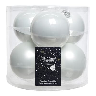 Kaemingk Weihnachtskugeln/Christbaumkugeln aus Glas, 80 mm, emaille/matt, winterweiß Kaemingk Weihnachtskugeln/Christbaumkugeln aus Glas, 80 mm, emaille/matt, winterweiß