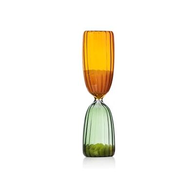 Ichendorf Milano Sanduhr 5 Minuten, Grün Bernstein, Kollektion Times, Borosilikatglas, handgefertigt Ichendorf Milano Sanduhr 5 Minuten, Grün Bernstein, Kollektion Times, Borosilikatglas, handgefertigt
