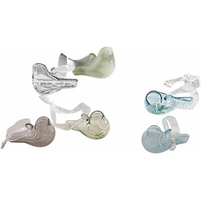 Loberon Deko-Vogel 6er Set Vouvry, blau/grün hübsch getönt, filigranes Design, inkl. Aufhängung, Dekoration, Glas, Polyester Loberon Deko-Vogel 6er Set Vouvry, blau/grün hübsch getönt, filigranes Design, inkl. Aufhängung, Dekoration, Glas, Polyester