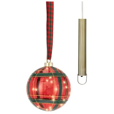 Lumineo Micro LED Glaskugel mit Karomuster warmweiß 14cm Timer Rot Grün Batteriebetriebene Leuchtkugel Weihnachtsdeko zum Hängen Dekokugel mit Licht Lumineo Micro LED Glaskugel mit Karomuster warmweiß 14cm Timer Rot Grün Batteriebetriebene Leuchtkugel Weihnachtsdeko zum Hängen Dekokugel mit Licht
