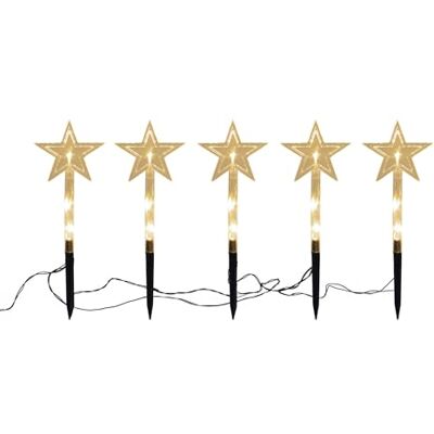 Spetebo LED Garten Leuchtstäbe Stern 24 cm (transparent) 5er Set mit Batterie und Timer Gartenstecker Balkon Weihnachts Deko Außen Spetebo LED Garten Leuchtstäbe Stern 24 cm (transparent) 5er Set mit Batterie und Timer Gartenstecker Balkon Weihnachts Deko Außen