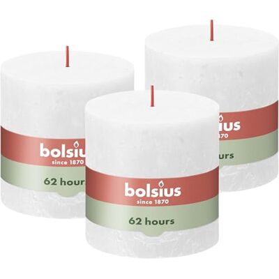 bolsius Rustik Stumpenkerze XXL Weiß 3 Stück 10 x 10 cm Länge Brenndauer 62 Stunden Unparfümierte Enthält Natürliches Pflanzenwachs Ohne Palmöl bolsius Rustik Stumpenkerze XXL Weiß 3 Stück 10 x 10 cm Länge Brenndauer 62 Stunden Unparfümierte Enthält Natürliches Pflanzenwachs Ohne Palmöl