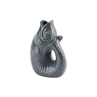 Gift Company Vase Monsieur Carafon XS, Dekovase in Fisch-Form, Steingut, Grau, 13 cm, 1087402004 Gift Company Vase Monsieur Carafon XS, Dekovase in Fisch-Form, Steingut, Grau, 13 cm, 1087402004
