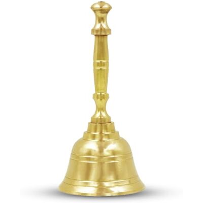 Shubhkart Handglocke aus massivem Messing, für Pooja, Hochzeit, Veranstaltungen, Dekoration, Lebensmittellinie, Alarm, Klingeln, Service-Glocke (mittelgroß) Shubhkart Handglocke aus massivem Messing, für Pooja, Hochzeit, Veranstaltungen, Dekoration, Lebensmittellinie, Alarm, Klingeln, Service-Glocke (mittelgroß)