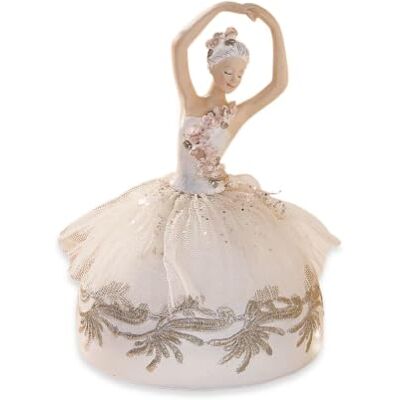 Loberon Spieluhr Malinka, antikweiß/antikgold Ballerina, Figur, Spielt einen Klassiker, Nostalgische Romantik, Handarbeit mit zartem Tüll Loberon Spieluhr Malinka, antikweiß/antikgold Ballerina, Figur, Spielt einen Klassiker, Nostalgische Romantik, Handarbeit mit zartem Tüll