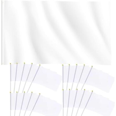 HPMAISON DIY Eine 90 * 150cm Blanko-Flagge und 20 Stück Mini Handgehaltene Flagge 21 * 14cm Reine Weiße Hand Winkende Fahnen mit Zwei Messing-Ösen Selbst Entworfen Polyester Party Urlaub Dekorationen HPMAISON DIY Eine 90 * 150cm Blanko-Flagge und 20 Stück Mini Handgehaltene Flagge 21 * 14cm Reine Weiße Hand Winkende Fahnen mit Zwei Messing-Ösen Selbst Entworfen Polyester Party Urlaub Dekorationen