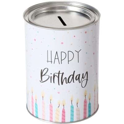 ReWu Spardose Sparschwein mit Schriftzug Happy Birthday und Kerzen Deckel Abnehmbar Wiederverwendbar Metall Sparbüchse Geldgeschenk Geschenkidee Geldspardose Metallspardose 14 x 10 cm Weiß ReWu Spardose Sparschwein mit Schriftzug Happy Birthday und Kerzen Deckel Abnehmbar Wiederverwendbar Metall Sparbüchse Geldgeschenk Geschenkidee Geldspardose Metallspardose 14 x 10 cm Weiß