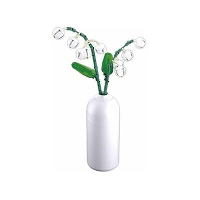 Stuban Baustein-Blume mit Vase, 42 cm, Kreatives Deko-Set, Weiß und Grün, M38-B1101-09 Stuban Baustein-Blume mit Vase, 42 cm, Kreatives Deko-Set, Weiß und Grün, M38-B1101-09