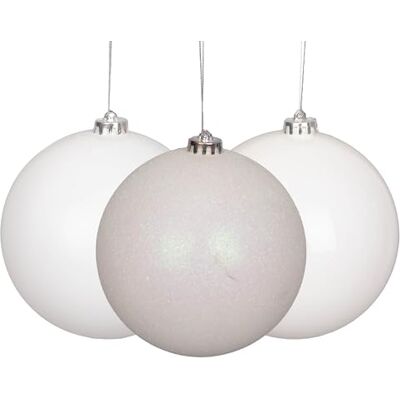 SHATCHI Weihnachtskugeln, bruchsicher, weiß, 15 cm, 3 Stück, Weihnachtsbaumschmuck, Kugel-Ornamente, Bälle, Weihnachtsdekoration, Weihnachtsdekoration, Weihnachtsdekoration, glänzend, matt, glitzernd SHATCHI Weihnachtskugeln, bruchsicher, weiß, 15 cm, 3 Stück, Weihnachtsbaumschmuck, Kugel-Ornamente, Bälle, Weihnachtsdekoration, Weihnachtsdekoration, Weihnachtsdekoration, glänzend, matt, glitzernd