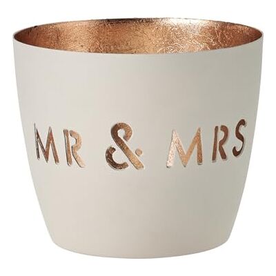 Gift Company Madras, Windlicht, M, Motiv: Mr & Mrs, weiß/gold, H8,5cm, D10cm Gift Company Madras, Windlicht, M, Motiv: Mr & Mrs, weiß/gold, H8,5cm, D10cm