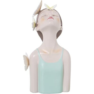 DRW Figur eines Torsos eines Mädchens aus Harz mit Schmetterlingen und grünem T-Shirt 12x14x27 cm DRW Figur eines Torsos eines Mädchens aus Harz mit Schmetterlingen und grünem T-Shirt 12x14x27 cm