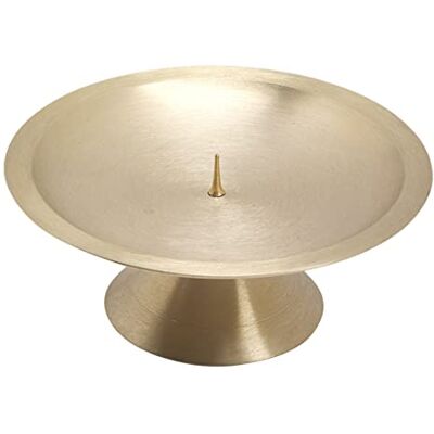 NKlaus Scheibenleuchter Messing Gold matt mit Dorn, Ø 13,5 cm Der Scheibenleuchter eignet sich als Kerzenleuchter für den Altar NKlaus Scheibenleuchter Messing Gold matt mit Dorn, Ø 13,5 cm Der Scheibenleuchter eignet sich als Kerzenleuchter für den Altar