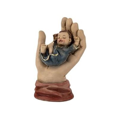 DRW Figur Hand Gottes mit Kind aus Kunstharz, handbemalt, 11 cm DRW Figur Hand Gottes mit Kind aus Kunstharz, handbemalt, 11 cm