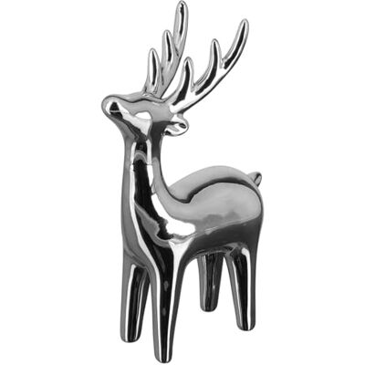 Fink stehendes Deko Rentier 5 x 11.5 x 18 cm Silber aus Keramik zum Aufstellen Fink stehendes Deko Rentier 5 x 11.5 x 18 cm Silber aus Keramik zum Aufstellen